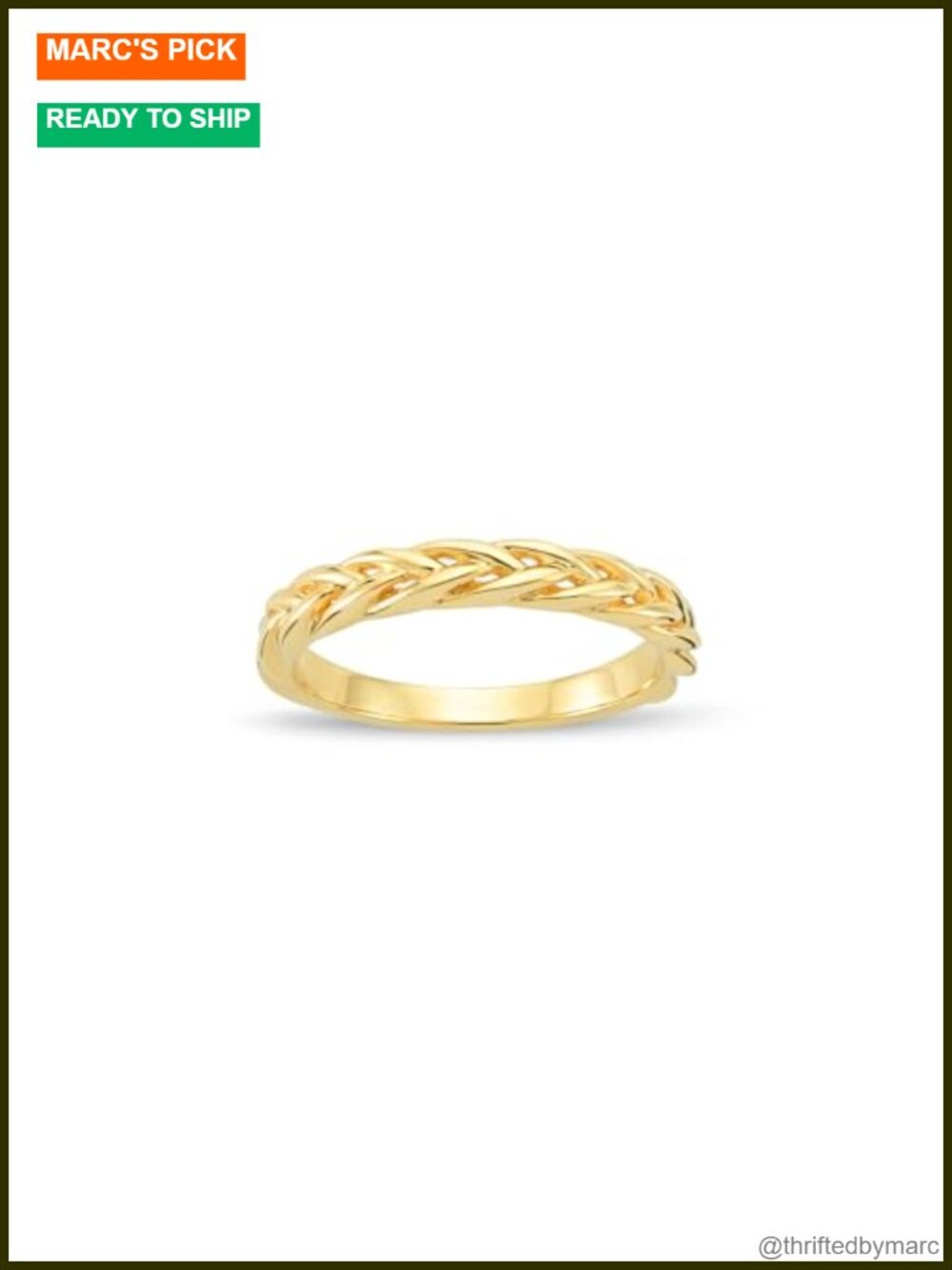 10K Solid Gold Braided Ring Stackable Everyday Band 2mm Women